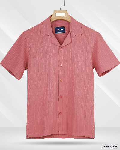 Bubble Stripe Cuban Collar Shirt